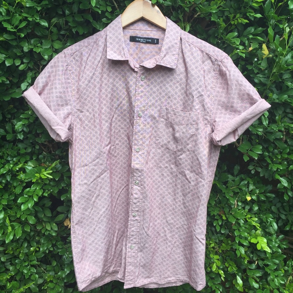 Pink Shirt with Blue Floral Print